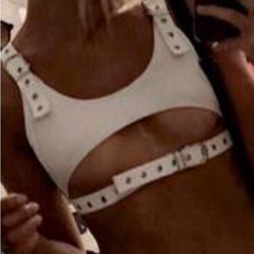 Poster girl sexy top Burning man White Cutout Buckle top SZ S